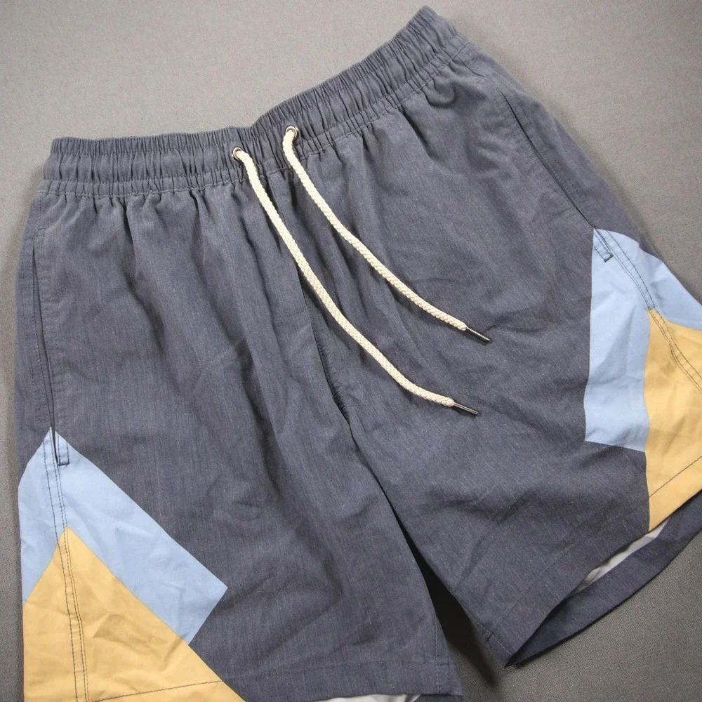 Fair Harbor Recycled Colorblock Stretch Men Swim Trunks M Retro Coastal Surf